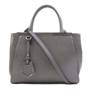 FENDI Gray Leather Shoulder Bag